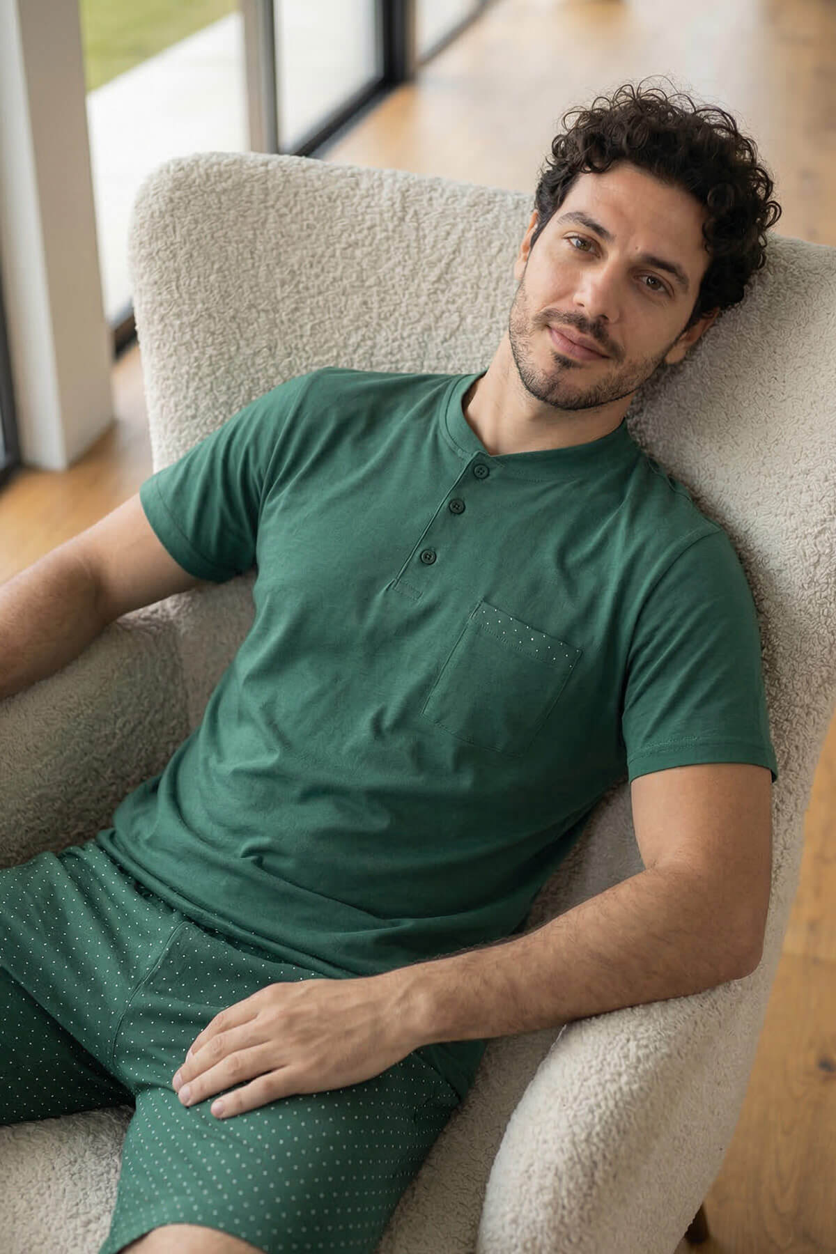 Urban Forest Şortlu Pat Detaylı Elegant Erkek Pijama Takımı - Pijamaevi (3)