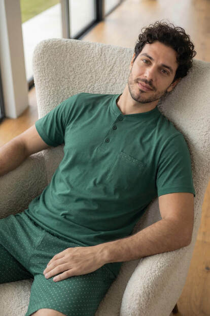 Urban Forest Şortlu Pat Detaylı Elegant Erkek Pijama Takımı - 4