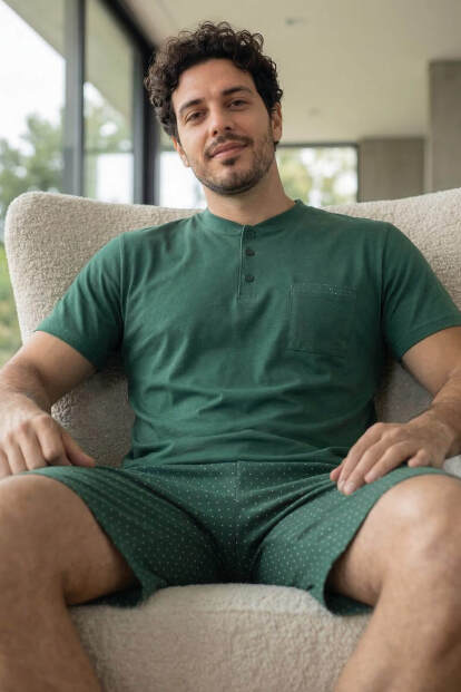 Urban Forest Şortlu Pat Detaylı Elegant Erkek Pijama Takımı - 6