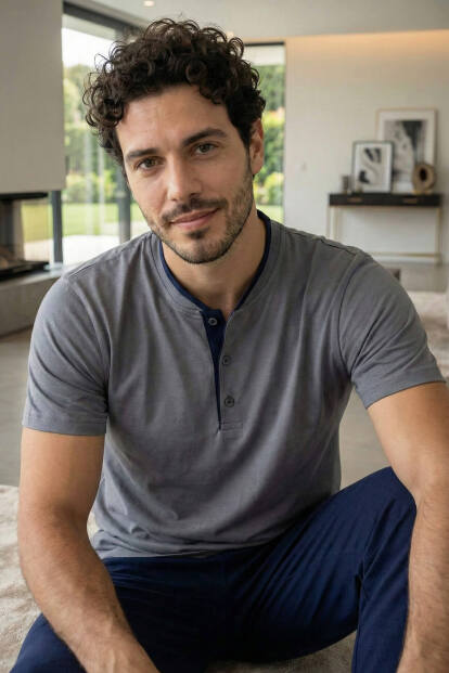 Urban Grey Kısa Kollu Pat Detaylı Elegant Erkek Pijama Takımı - 6