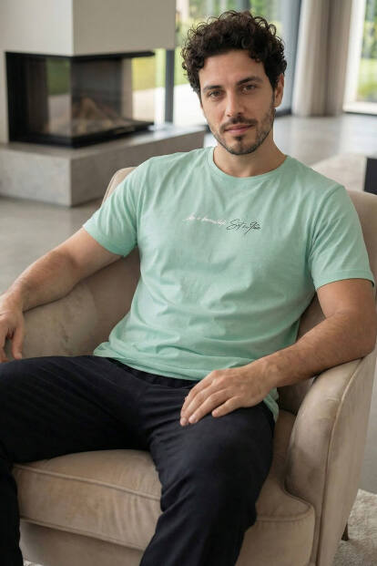 Urban Mint Baskılı Kısa Kollu Cotton Erkek Pijama Takımı - 3