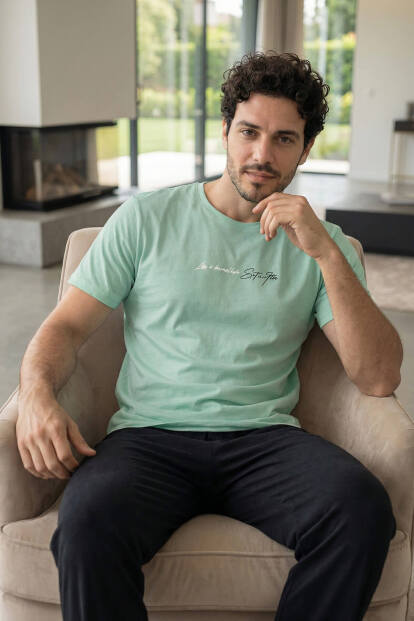 Urban Mint Baskılı Kısa Kollu Cotton Erkek Pijama Takımı - 4