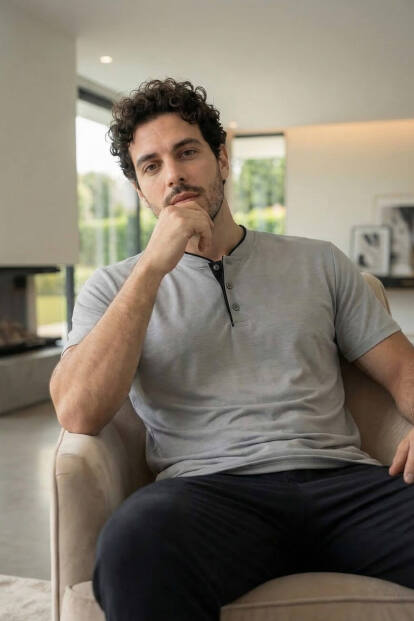 Urban Mist Kısa Kollu Pat Detaylı Elegant Erkek Pijama Takımı - 5