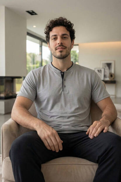 Urban Mist Kısa Kollu Pat Detaylı Elegant Erkek Pijama Takımı - 6