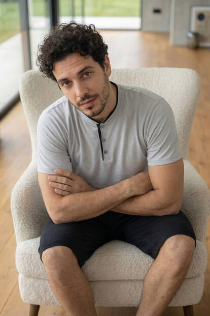 Urban Mist Şortlu Pat Detaylı Elegant Erkek Pijama Takımı - 3