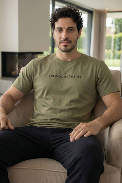 Urban Olive Strong Baskılı Kısa Kollu Cotton Erkek Pijama Takımı - 2