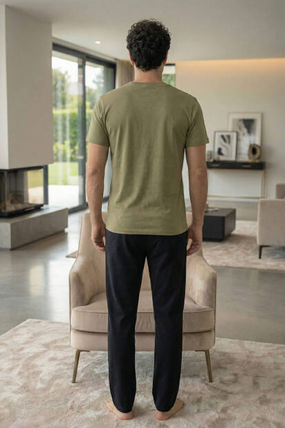 Urban Olive Strong Baskılı Kısa Kollu Cotton Erkek Pijama Takımı - 7