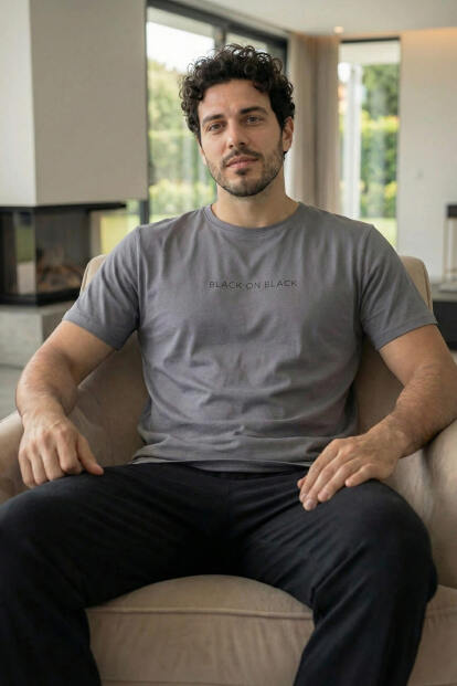 Urban Slate Black Baskılı Kısa Kollu Cotton Erkek Pijama Takımı - 2