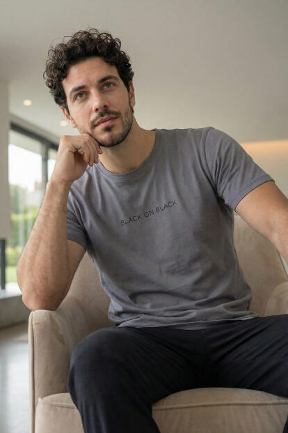 Urban Slate Black Baskılı Kısa Kollu Cotton Erkek Pijama Takımı - 5