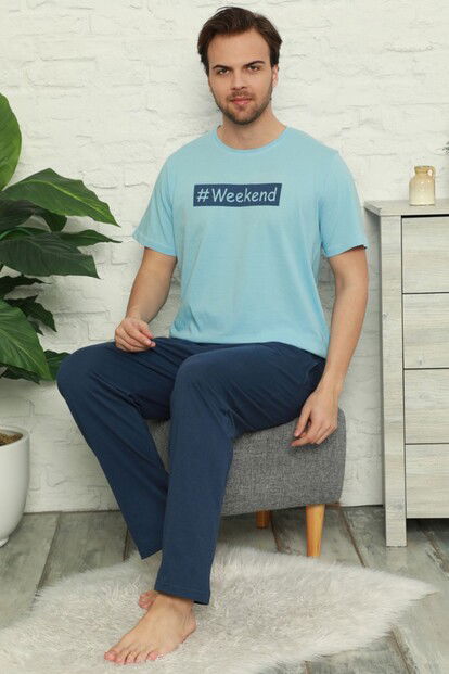 Weekend Baskılı Kısa Kollu Erkek Pijama Takımı - 2