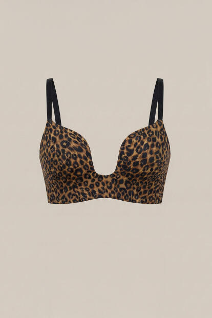 WildMocha SilkAir Leopar Plunge Toparlayıcı Sütyen - Klasik Askı, Şekillendirici Form - 7