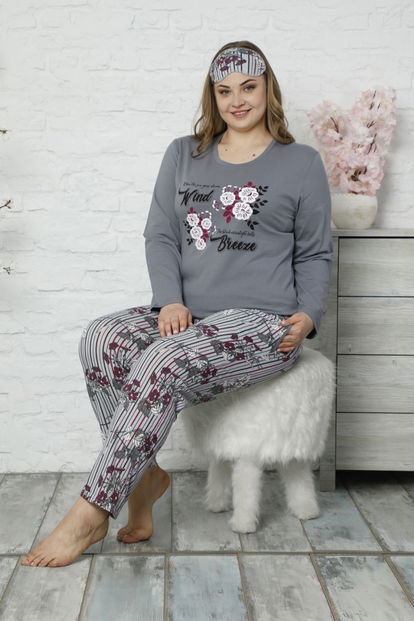 Wind Breeze Uzun Kollu Büyük Beden Battal Pijama Takımı - 1