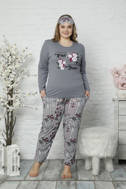 Wind Breeze Uzun Kollu Büyük Beden Battal Pijama Takımı - 2