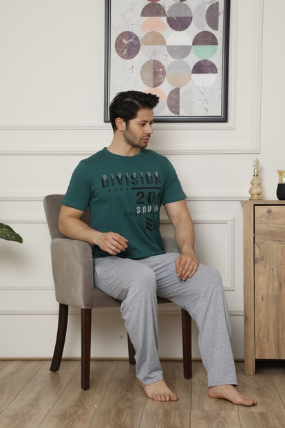 Yeşil Division Baskılı Kısa Kollu Erkek Pijama Takımı - 2