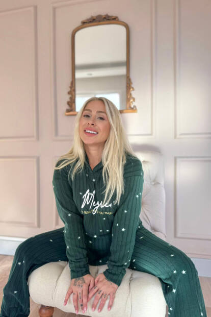 Yeşil Magic Desenli Kapşonlu Peluş Polar Pijama Takımı - 3