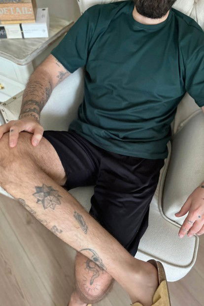 Yeşil Üst Siyah Alt Erkek Şortlu Pijama Takımı - 4