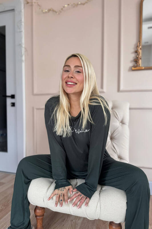 Yeşil You Dublin Uzun Kollu Kadın Pijama Takımı - Pijamaevi (2)