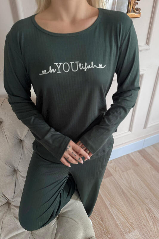 Yeşil You Dublin Uzun Kollu Kadın Pijama Takımı - Pijamaevi (3)