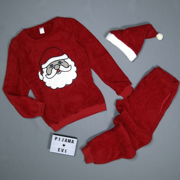 Yılbaşı Desenli Tam Peluş Pijama Takımı - 2