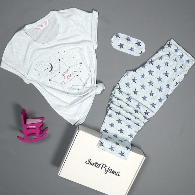 Yıldız Desenli Kısa Kollu Pijama Takımı - 2