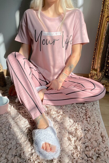 Your Life Baskılı Kısa Kollu Kadın Pijama Takımı - 2