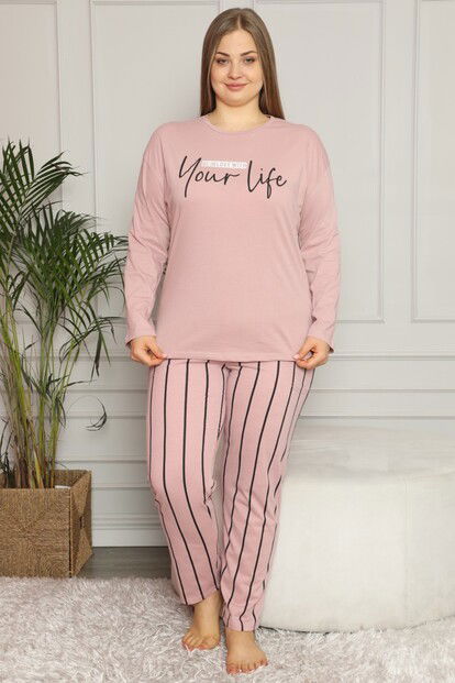 Your Life Baskılı Uzun Kol Büyük Beden Battal Pijama - 2