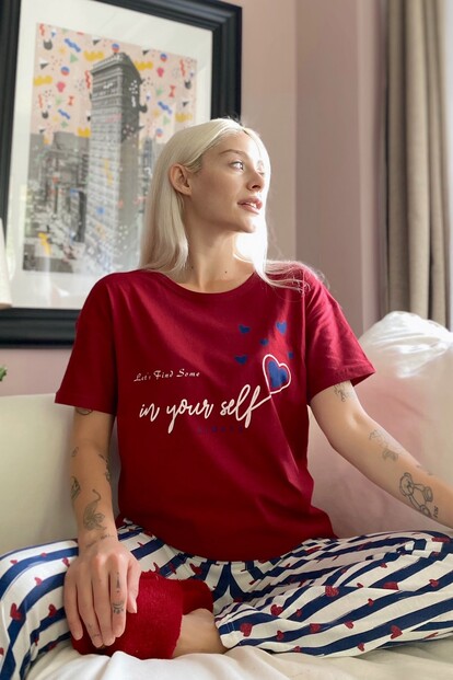 Your Self Baskılı Kısa Kollu Kadın Pijama Takımı - 1