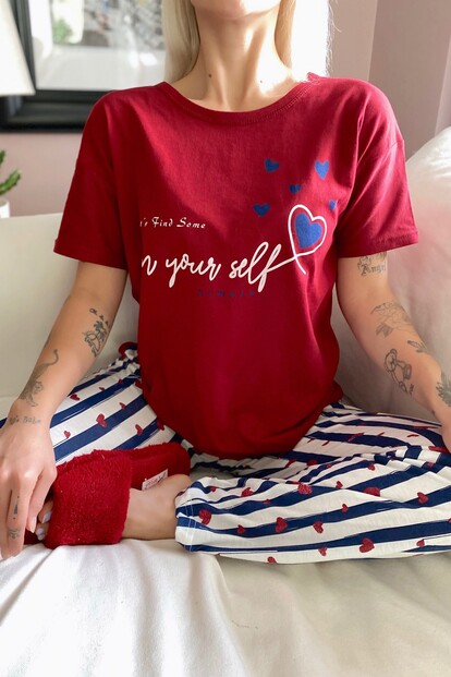 Your Self Baskılı Kısa Kollu Kadın Pijama Takımı - 3