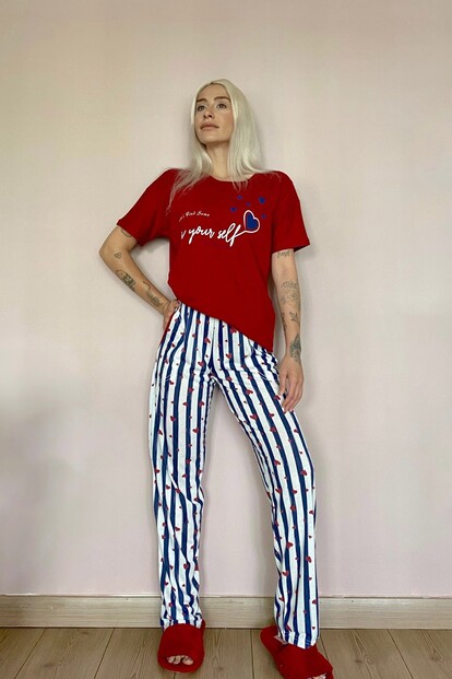 Your Self Baskılı Kısa Kollu Kadın Pijama Takımı - 4