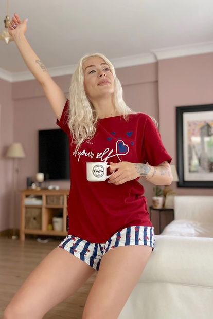 Your Self Baskılı Şortlu Kadın Pijama Takımı - 1