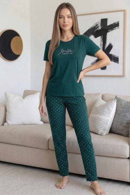 Zümrüt Magic Desenli Bambu Kısa Kol Kadın Pijama Takımı - 7
